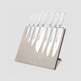 Набор кухонных ножей, 7 штук, на магнитной композитной подставке ComposeEat (светлое дерево),серия Riviera Blanca, ARCOS, Испания, Наборы кухонных ножей Arcos