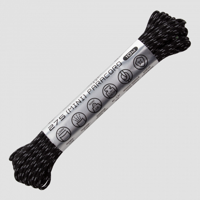 Паракорд 275 световозвращающий black, 10 м, серия Cord 275, CORD, Россия