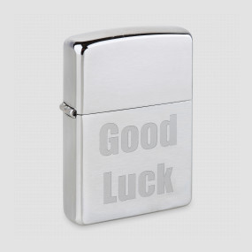 Зажигалка ZIPPO Good Luck, с покрытием Brushed Chrome, латунь/сталь, серебристая, матовая, ZIPPO, США, Зажигалки