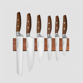 Набор из 6-ти кухонных ножей на магнитном держателе из дерева орех, серия Epicure, WUESTHOF, Золинген, Германия, Наборы ножей 6 предметов