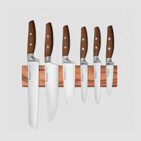 Набор из 6-ти кухонных ножей на магнитном держателе из дерева акации, серия Epicure, WUESTHOF, Золинген, Германия, Наборы ножей 6 предметов