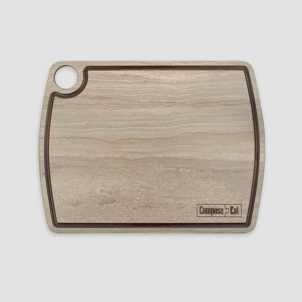 Доска разделочная композитная c желобом, 29х22см, травертин капучино, серия Fashion, ComposeEat, Россия