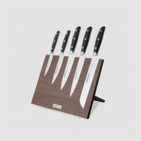 Набор кухонных ножей, 7 штук, на магнитной композитной подставке ComposeEat (темное дерево), серия Manhattan, ARCOS, Испания, Набор ножей 5 предметов
