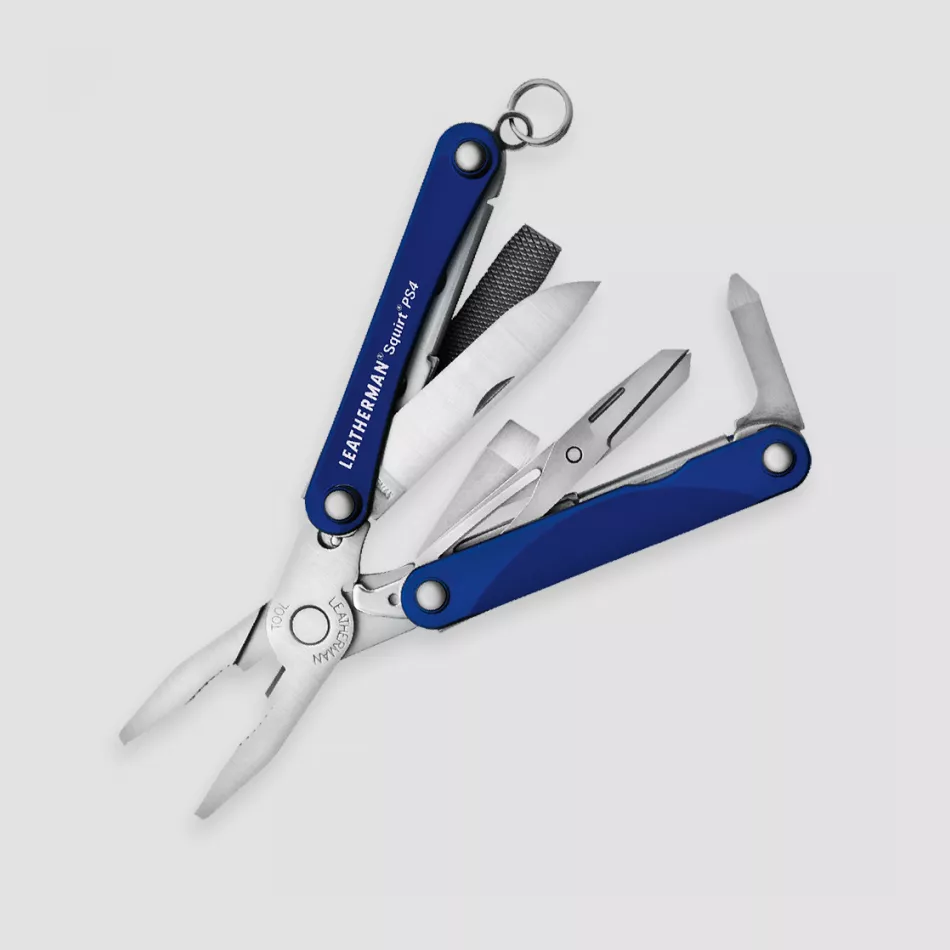 Мультитул брелок для ключей Leatherman Squirt PS4, 9 инструментов, материал: нержавеющая сталь, цвет: синий, LEATHERMAN, США