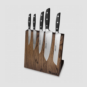 Набор из 5-ти кухонных ножей на подставке из дуба, серия Manhattan, ARCOS, Испания, Набор ножей 5 предметов