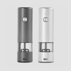 Набор электрических мельниц для перца и соли, с подсветкой, 17 x 5 см, светло-серый и темно-серый, серия eMill, ADHOC, Германия, Мельницы для специй