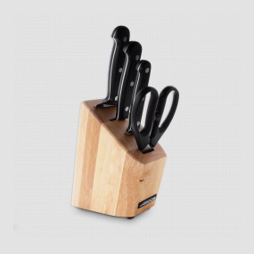 Набор из 3-х кухонных ножей с ножницами в деревянной подставке, серия Universal, ARCOS, Испания, Набор ножей 5 предметов