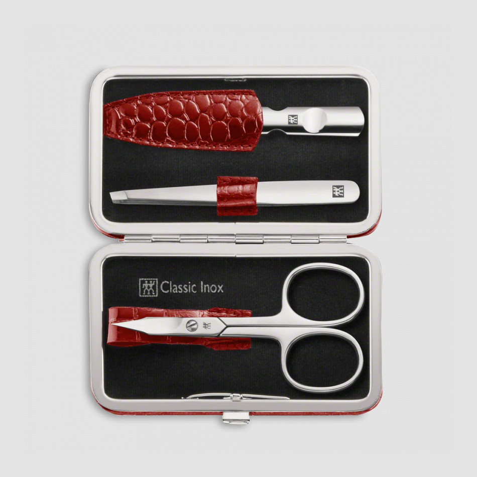 Набор маникюрный в кожаном футляре, цвет красный, 3 предмета, Classic Inox, ZWILLING J.A. HENCKELS, Германия
