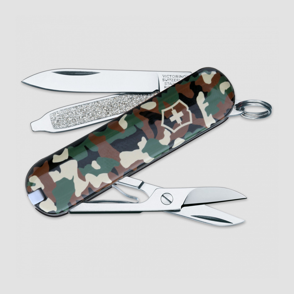Нож швейцарский складной Classic SD Camouflage, 7 функций, 4 см, VICTORINOX, Швейцария