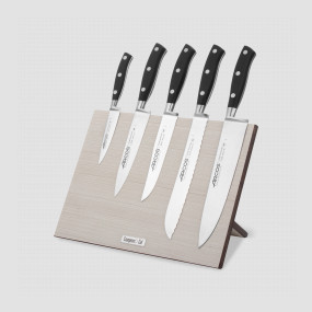 Набор кухонных ножей, 5 штук, на магнитной композитной подставке ComposeEat (светлое дерево),серия Riviera, ARCOS, Испания, Набор ножей 5 предметов