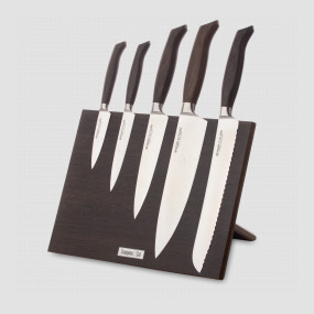 Набор кухонных ножей, 5 штук, на магнитной подставке ComposeEat, серия Ergo Line Smoked Oak, BERGER CUTLERY, Германия, Набор ножей 5 предметов