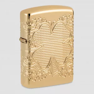 Зажигалка бензиновая Armor Lucky Clover High Polish Gold Plate, ZIPPO, США, Зажигалки