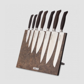 Набор кухонных ножей, 7 штук, на магнитной подставке ComposeEat, серия Ergo Line Smoked Oak, BERGER CUTLERY, Германия, Наборы кухонных ножей