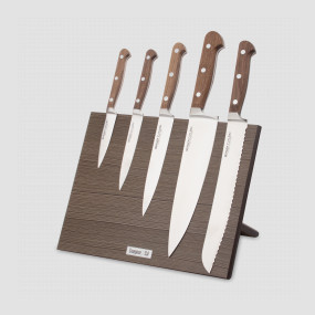 Набор кухонных ножей, 5 штук, на магнитной подставке ComposeEat, серия Classic Walnut, BERGER CUTLERY, Германия, Набор ножей 5 предметов