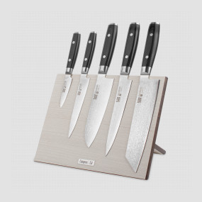 Набор кухонных ножей, 5 штук, на магнитной подставке ComposeEat (белая), серия RAN, YAXELL, Япония, YAXELL (Япония)