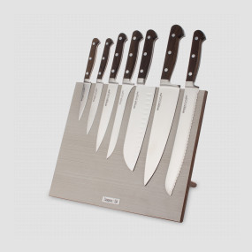 Набор кухонных ножей, 7 штук, на магнитной подставке ComposeEat, серия Classic Smoked Oak, BERGER CUTLERY, Германия, Наборы кухонных ножей