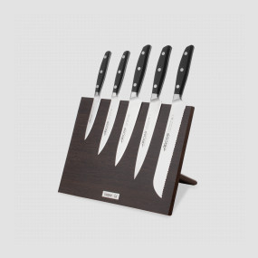 Набор кухонных ножей, 5 штук, на магнитной подставке ComposeEat (венге), серия Manhattan, ARCOS, Испания, Набор ножей 5 предметов