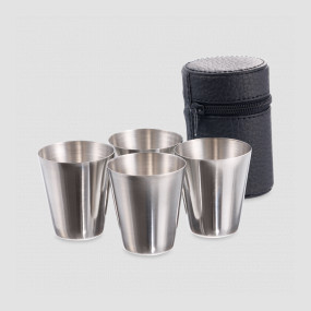 Набор из 4-х стопок в чехле, 30 мл, сталь, серебристый, S. QUIRE, Италия, S.QUIRE (Италия)