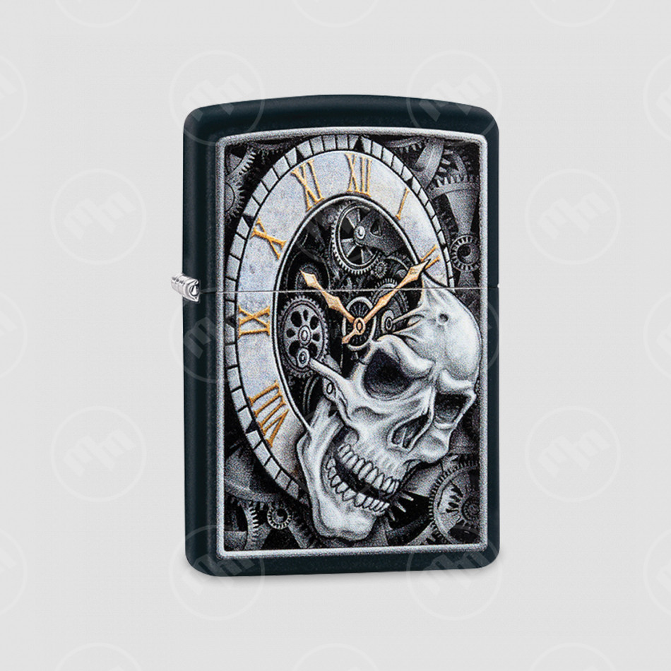 Зажигалка Skull Clock Design Black Matte, ZIPPO, США