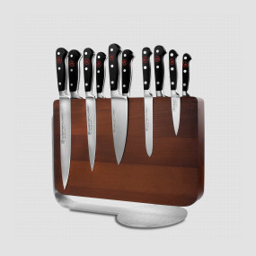 Набор из 10-ти кухонных ножей на магнитной подставке из бука, серия Classic, WUESTHOF, Золинген, Германия, Подарочный набор кухонных ножей