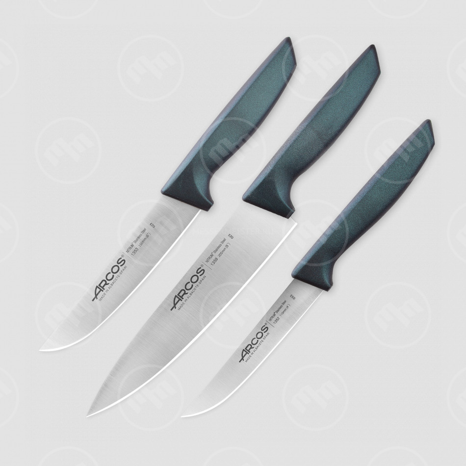 Набор кухонных ножей в коробке, 3 шт (110 мм, 150 мм, 200 мм,) синие ручки, серия Niza, ARCOS, Испания