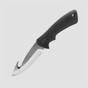 Нож с фиксированным клинком BuckLite MAX Large Guthook, Stonewashed 420HC Steel, Black Dynaflex Rubber Handle, BUCK, США, BuckLite MAX