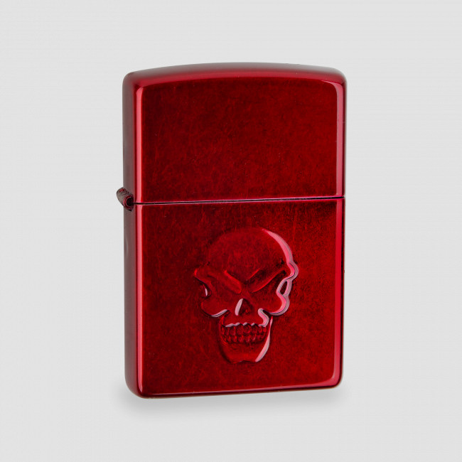 Зажигалка ZIPPO Doom с покрытием Candy Apple Red, латунь/сталь, красная, глянцевая, ZIPPO, США