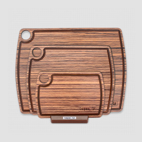 Набор из 3-х разделочных досок на подставке, в подарочной коробке, композитный материал, зебрано натуральный, серия Fashion, ComposeEat, Россия, Fashion 6 мм COMPOSE EAT