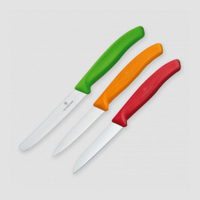Набор из 3 кухонных ножей для овощей и фруктов Swiss Classic, VICTORINOX, Швейцария, Наборы ножей "Поварская тройка" 
