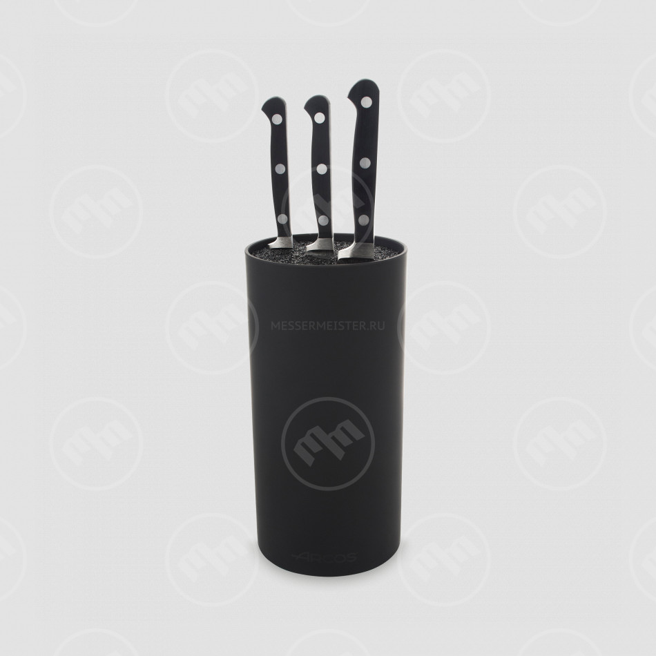 Набор из 3-х кухонных ножей с черной подставкой, серия Clasica, ARCOS, Испания