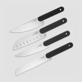 Набор ножей 4 предмета, цвет рукояти - черный, серия Chopping boards and Knives, TREBONN, Италия, 