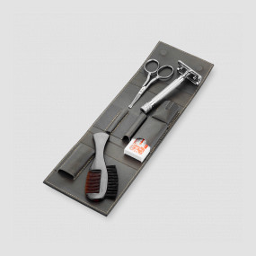 Набор для бритья дорожный, 4 предмета в кожаном футляре, DOVO, Германия, Наборы бритвенные