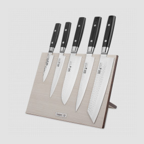 Набор кухонных ножей, 5 штук, на магнитной подставке ComposeEat (белая), серия Zen, YAXELL, Япония, YAXELL (Япония)