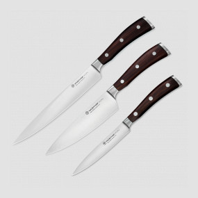 Набор из 3-х кухонных ножей поварская тройка, серия Ikon, WUESTHOF, Золинген, Германия, Подарочный набор кухонных ножей