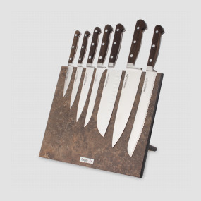 Набор кухонных ножей, 7 штук, на магнитной подставке ComposeEat, серия Classic Smoked Oak, BERGER CUTLERY, Германия, Наборы кухонных ножей