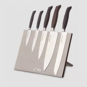 Набор кухонных ножей, 5 штук, на магнитной подставке ComposeEat, серия Ergo Line Smoked Oak, BERGER CUTLERY, Германия, Ergo Smoked oak BERGER CUTLERY