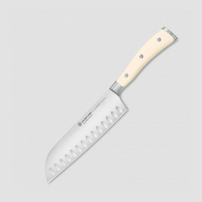 Нож кухонный Сантоку 17 см, с углублениями на кромке, серия Ikon Cream White, WUESTHOF, Золинген, Германия, WUESTHOF (Германия)