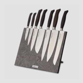 Набор кухонных ножей, 7 штук, на магнитной подставке ComposeEat, серия Ergo Line Smoked Oak, BERGER CUTLERY, Германия, Наборы кухонных ножей
