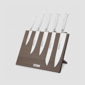 Набор кухонных ножей, 5 штук, на магнитной композитной подставке ComposeEat (темное дерево),серия Riviera Blanca, ARCOS, Испания, Набор ножей 5 предметов