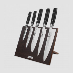 Набор кухонных ножей, 5 штук, на магнитной подставке ComposeEat (венге), серия Zen, YAXELL, Япония, Набор ножей 5 предметов