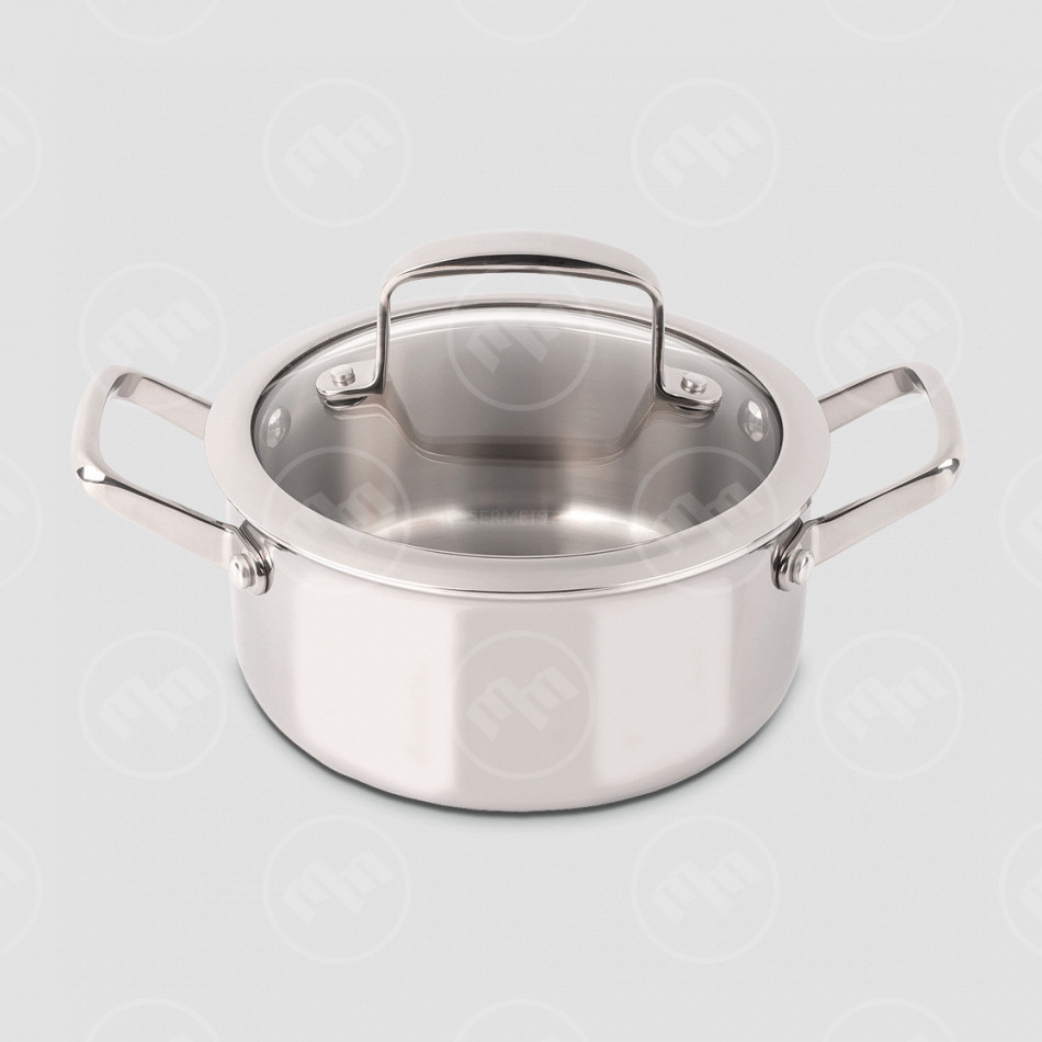 Кастрюля из нержавеющей стали с крышкой 1,2 л, d 16, h 8 см, 3-х слойная нержавеющая сталь, серия Forza, ARCOS, Испания