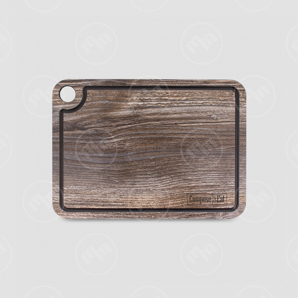 Доска разделочная с желобом, композитный материал, 24x18 см, дуб прованс, серия Elegance, ComposeEat, Россия