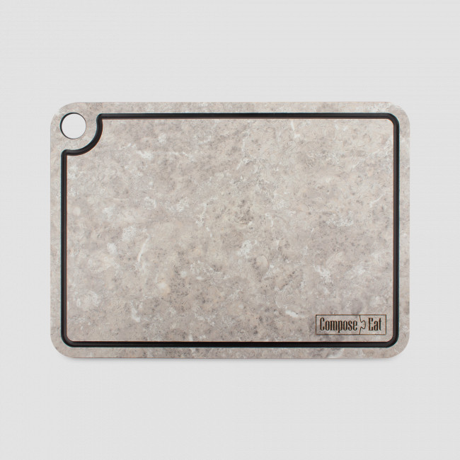 Доска композитная разделочная с желобом, 29x20 см, серый мрамор, серия Elegance, ComposeEat, Россия