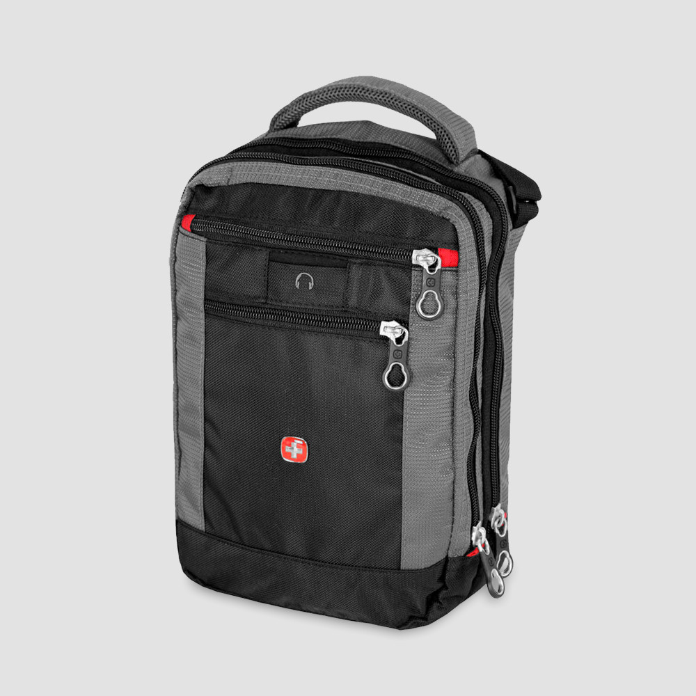 Сумка, размер: 29 х 22 х 9 см, материал: полиэстер, цвет: черный, серый, WENGER, Швейцария