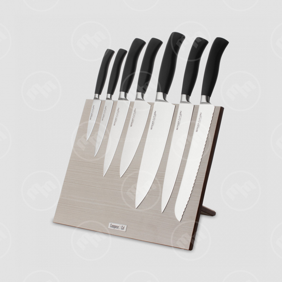 Набор кухонных ножей, 7 штук, на магнитной подставке ComposeEat, серия Ergo Line Pro, BERGER CUTLERY, Германия