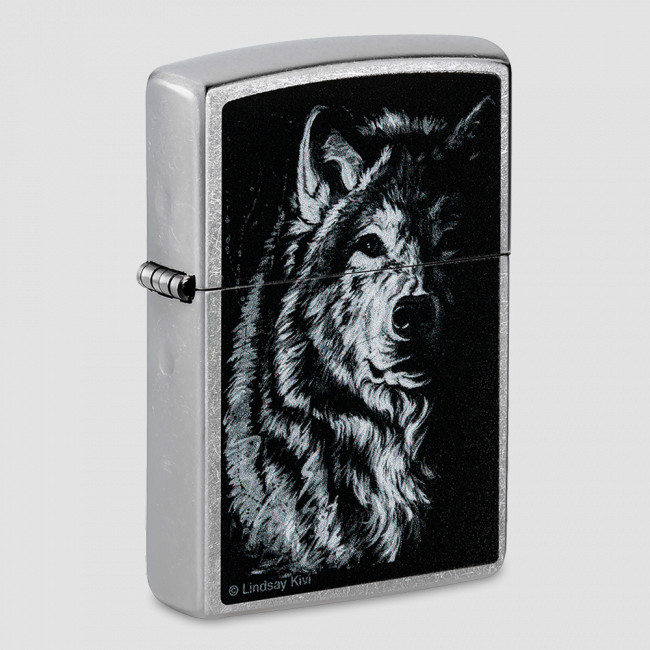 Зажигалка бензиновая Lindsay Kivi Shadow Wolf Street Chrome, ZIPPO, США