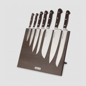 Набор кухонных ножей, 7 штук, на магнитной подставке ComposeEat, серия Classic Smoked Oak, BERGER CUTLERY, Германия, Наборы кухонных ножей