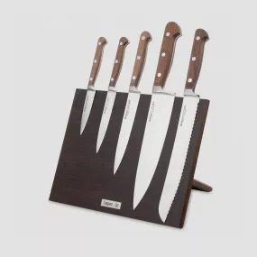Набор кухонных ножей, 5 штук, на магнитной подставке ComposeEat, серия Classic Walnut, BERGER CUTLERY, Германия, Classic Walnut BERGER CUTLERY