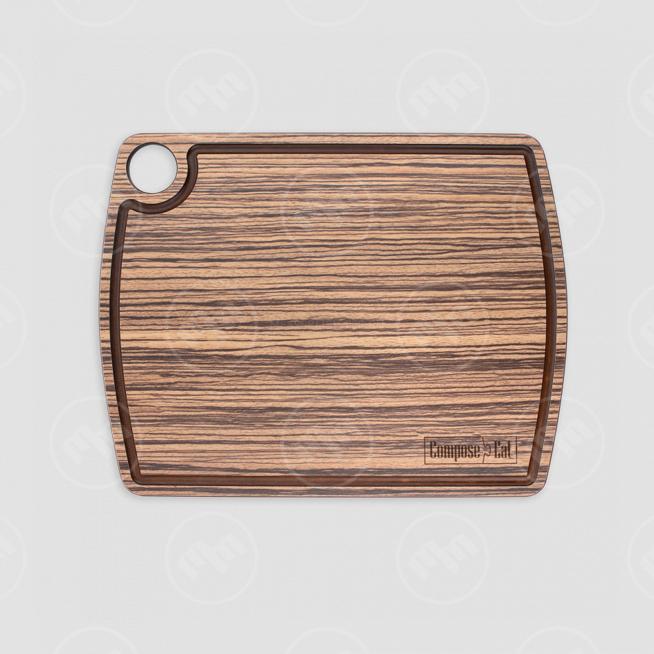 Доска разделочная композитная c желобом, 29х22см, зебрано натуральный, серия Fashion, ComposeEat, Россия