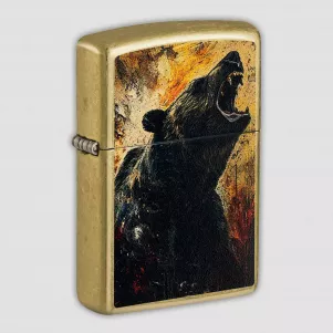 Зажигалка бензиновая Grizzly Roar Design Street Brass, ZIPPO, США, Зажигалки